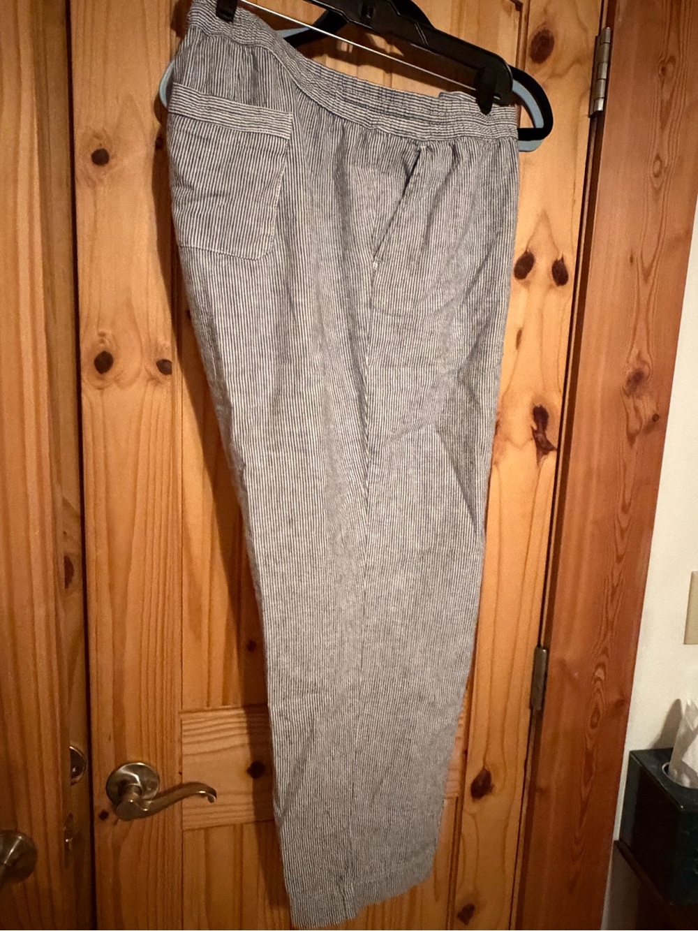 Linen blend full leg pants